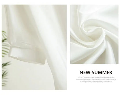 2026 New In Summer Satin Silk Half-Sleeve Tee Tops Basic Solid Women‘s T-Shirt Casual O-neck Thin Shirts Ladies Loose Blouses