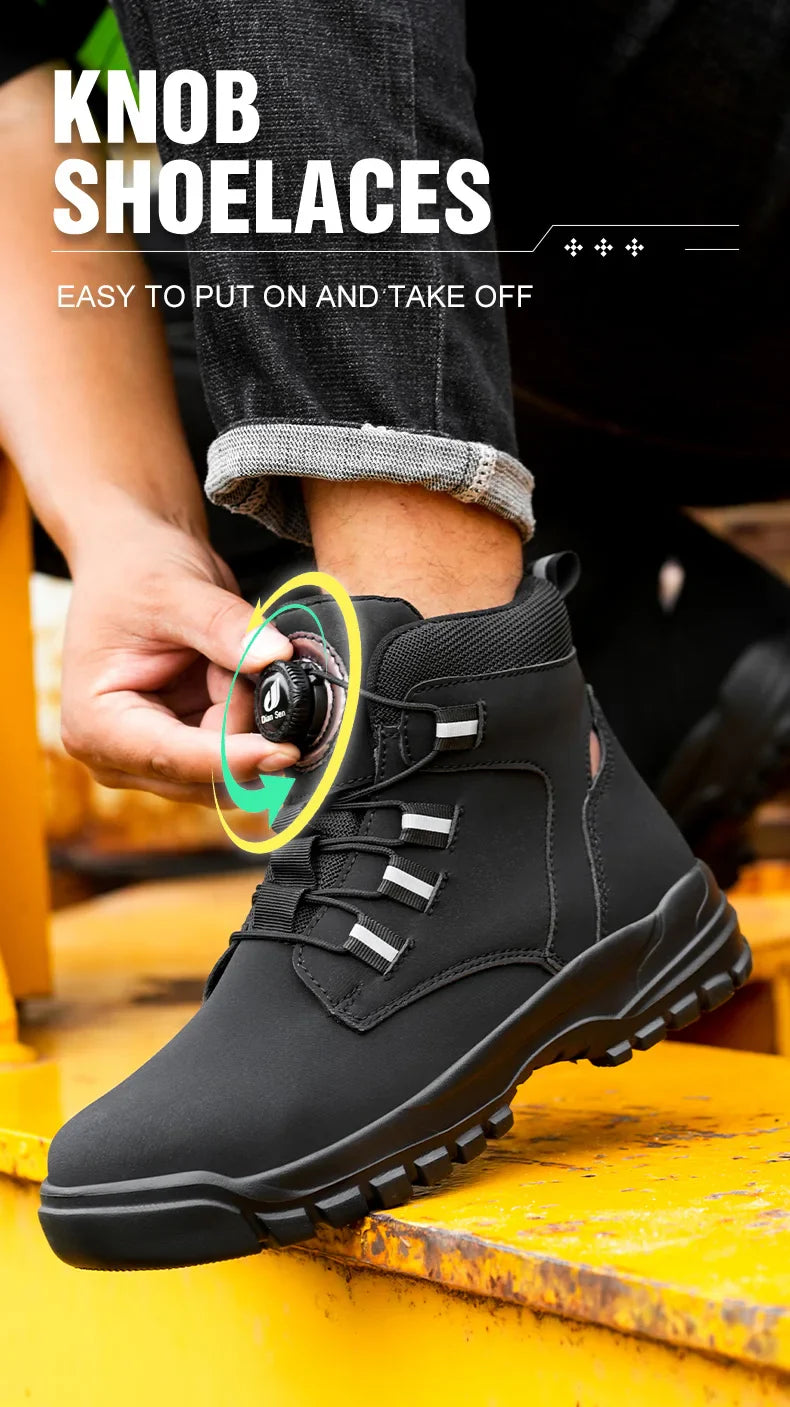 Work Safety Shoes Men CE Certified Steel Toe Safety Shoes Non Slip Lightweight Steel Toe Anti-Slip Women's Protection Work Boots