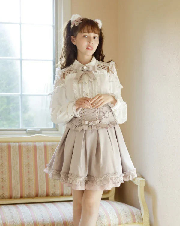 Japanese Liz Mine Mass Production Detachable Suspender Skirt Spring and Autumn Heart Cross Suspender Back Bow Straps Skirt