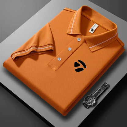 2026 New Men's Polo Collar T-shirt Short Sleeved Casual Sweat Absorbing Breathable T-shirt Men's Top