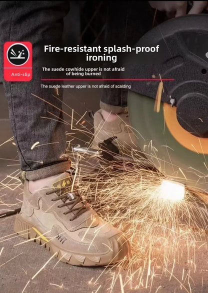 Labor Protection Shoes Steel Toe Breathable Odor Proof Capsprevent Smashing Punctures Welders Resistant  Dirt Light Safety Shoes
