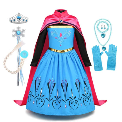 Frozen Elsa Princess For Girls Cosplay Costume Kids Mesh Snow Queen Carnival Birthday Party Dress Up Clothes 2-10Yrs Gown