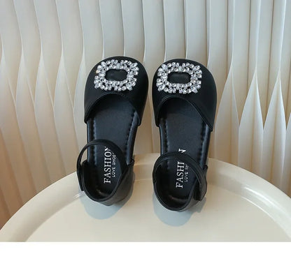 New Children's Sandals Summer Rhinestone Buckle Sandals for Girls Fashion Elegant Kids Princess Causal Wedding Flat Sandals Soft