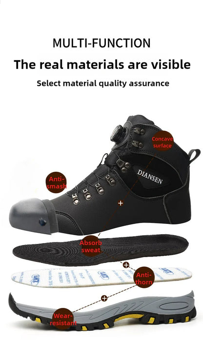 Puncture-Proof Protective Shoes Work Boots Tactical Boots Rotating Button Safety Shoes Men Work Sneakers Indestructible Shoes