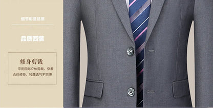 Men's Slim Fit Two-Button Wedding Suit Korean Style Business Formal Two-Piece Set with Trousers High-Quality 2025