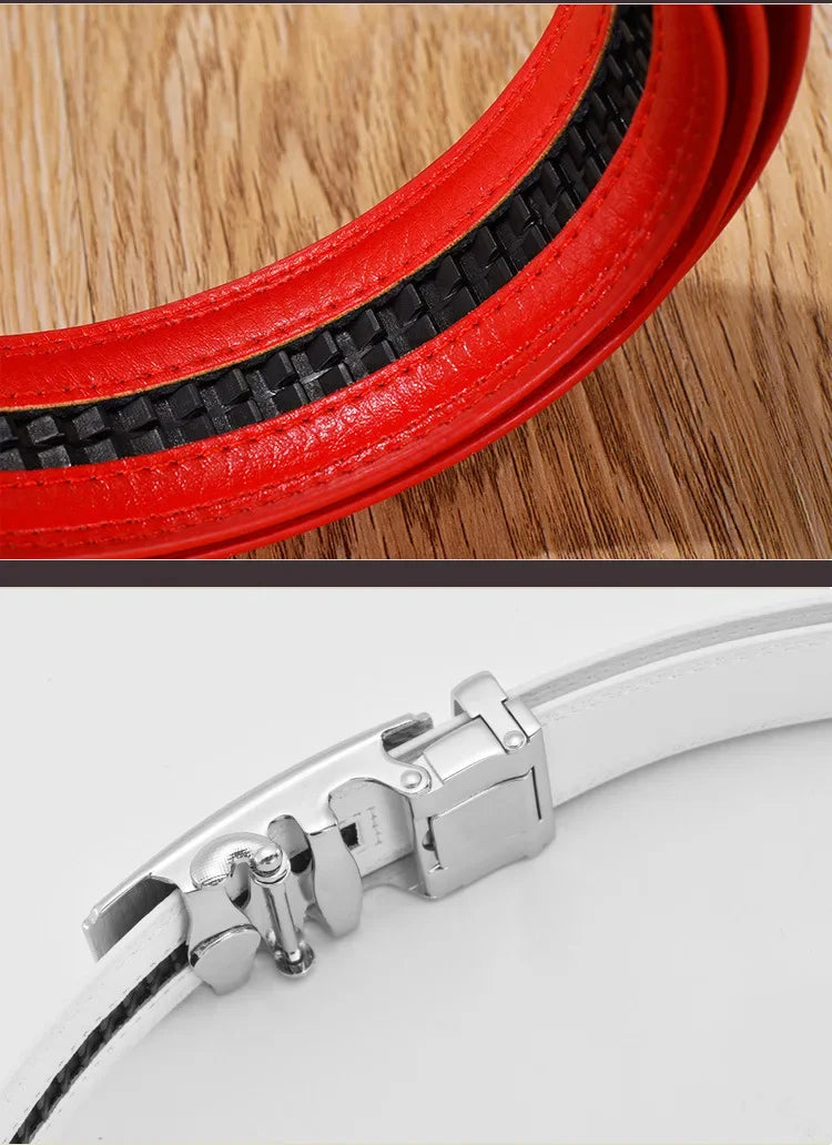 Men Women 2.4 2.8 3.0 3.5 cm Wide Belt No Buckle for Automatic Buckle High Quality PU Leather Belts Body Straps without Buckle
