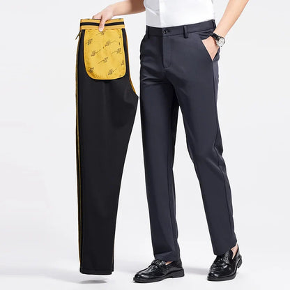 Men Spring Summer Thin Formal Dress Pants High Quality Elastic Waist Business Casual Suit Trousers Work Office Black Long Pants
