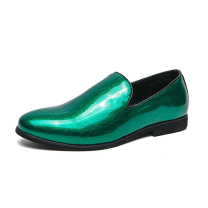 Patent leather bright casual leather shoes set feet a slip-on lazy people work business British windbean men's shoes size 46