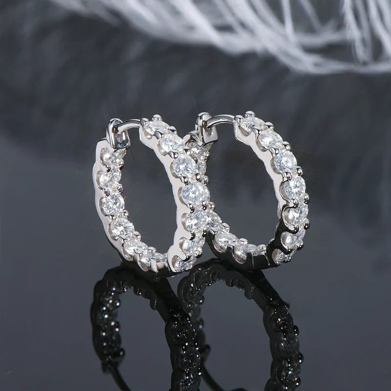 Hoops 100% 925 Sterling Silver Real 3mm Moissanite Stud Earrings For Women Sparkling Jewelry Gifts with Certificate Gifts