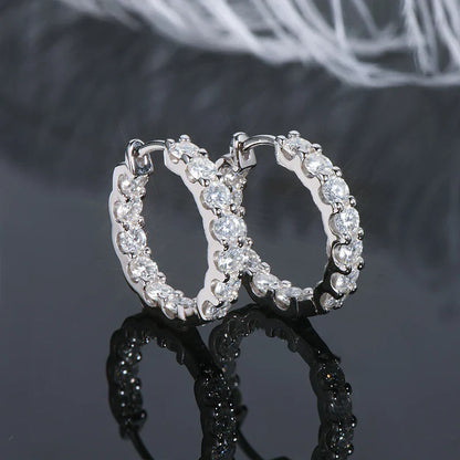 Hoops 100% 925 Sterling Silver Real 3mm Moissanite Stud Earrings For Women Sparkling Jewelry Gifts with Certificate Gifts