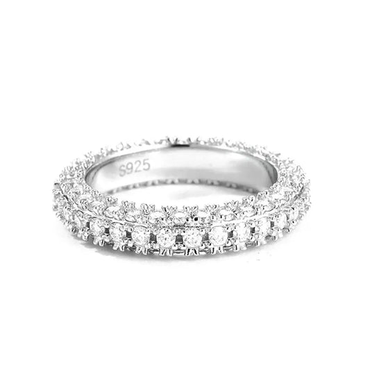D VVS1 All Moissanite Rings for Women Man Lab Diamond Wedding Eternity Band with GRA S925 Silver Plated 18k Gold Ring