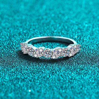 Emerald Cut Round Cut Full Moissanite Ring for Women Sparkling 925 Sterling Silver Lab Diamond Wedding Band Fine Jewelry