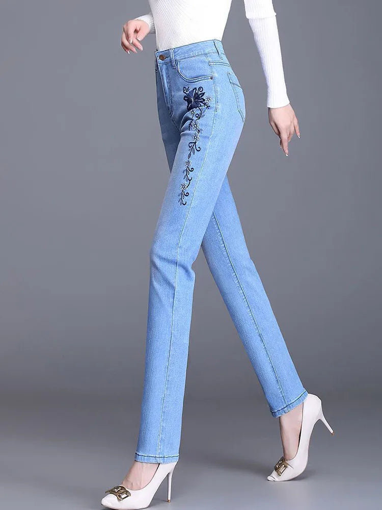 Embroidery Design Skinny Pencil Jeans