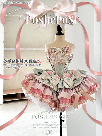Girls Birthday Lolita Dress 2024 Spring and Summer Women's Tube Top Satin Bowknot Slim Pettiskirt Short Mini Party Dress