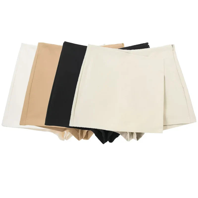 Shorts Women 2024 Black White Mini shorts Women's Shorts High waist Micro Casual Skirt Shorts Asymmetric Shorts Skirt Mujer