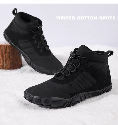 Womens Mens Waterproof Winter Barefoot Shoes Snow Boots Cotton Warm Fur Lined Unisex Walking Hiking Outdoor Shoes