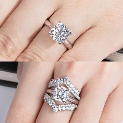 3.5ct D Color Cushion Cut Moissanite Engagement Wedding Ring 925 Sterling Silver Rings For Women Jewelry Wholesale