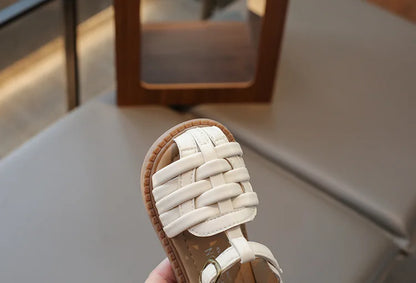 Kids Sandals 2026 Summer Sandals for Boy Fashion Children Cut-Outs Beach Shoes Braided Style Causal Walking Flat Sandals