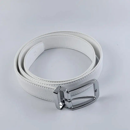 Korean version Golf white leather belt Pin buckle youth pants casual belt original belt for men and women