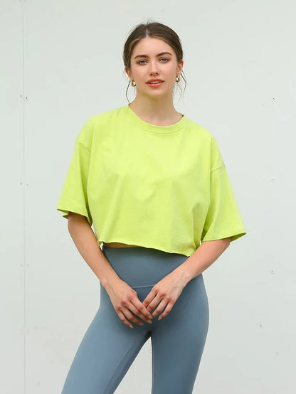 Y2K Outdoor Dance Sports Short sleeved Yoga Dress Women's Leisure Versatile Fitness Top Loose Sports T-shirt