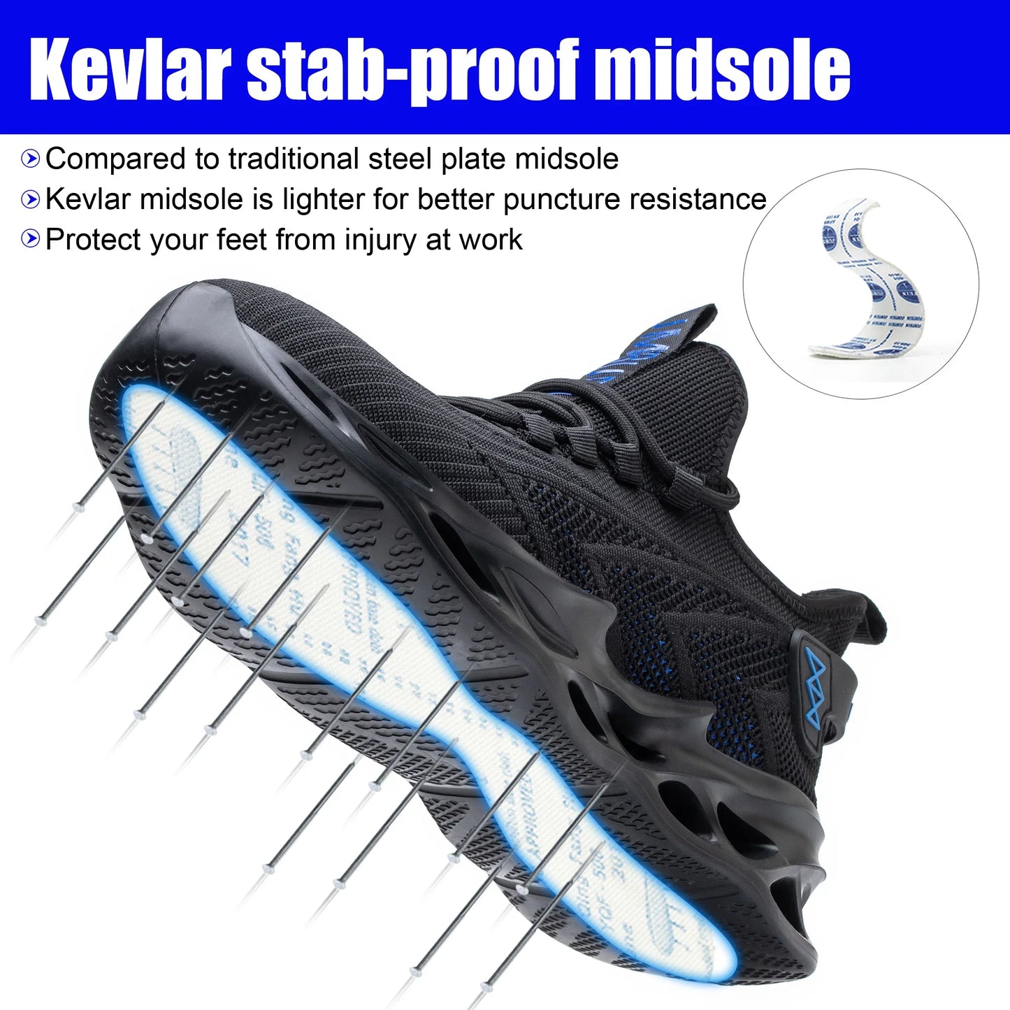 Men's Steel Toe Safety Work Shoes Anti-Smash & Puncture Breathable Lightweight Durable Construction Boots for Industrial Outdoor