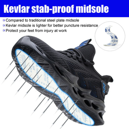 Men's Steel Toe Safety Work Shoes Anti-Smash & Puncture Breathable Lightweight Durable Construction Boots for Industrial Outdoor