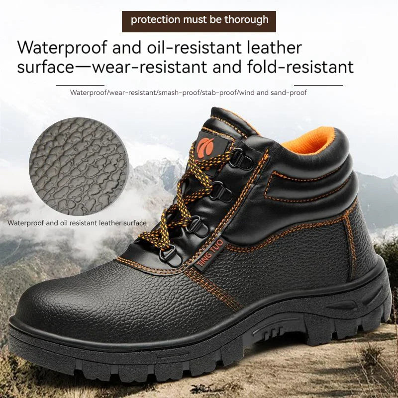 Wear-resisting Men Work Boots Anti-smash Anti-puncture Work Sneakers Waterproof Boots Indestructible Protective Tactical Boots