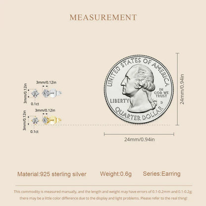 U Moissanite Earrings Shinning 4 Prongs Ear Stud 925 Sterling Silver D Color for Women Wedding Anniversary Fine Jewelry