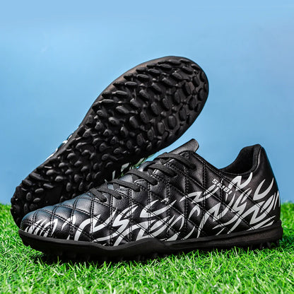 Men Women Kids Youth TF Turf Soccer Cleats PU+Fabric Upper Rubber Sole Non-Slip Wear-Resistant Training Shoes