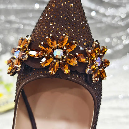 Últimos Sapatos de Design para Mulheres Designer de Luxo Sapatos de Casamento Noiva Sapatos de Festa Decorados com Strass Sandálias Femininas
