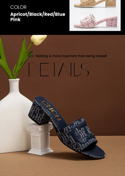 Slippers New summer Brand Fabric Low Heel Sandals Outdoor Business Commuter Women's Shoes 2024