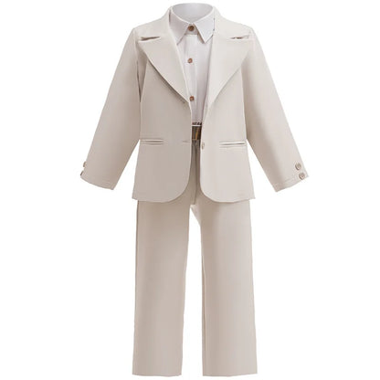 Baby Boy Formal Clothes Set White Gentleman Boys Jacket+Shirt+Pant 3PCS Infant Toddler Child Clothes Suit Baby Clothes 3-12Y