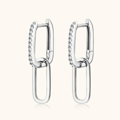 1.4mm Moissanite Paperclip Link Earrings for Women Silver 925 D Color Lab Diamond Huggie Hoop Earrings 2024 Trend Jewelry
