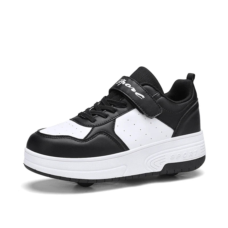 Ultra-Light Leathe Two Wheels Children's Sport Roller Skate Shoes for Kids Boys Girls Walking Running Sneakers Outdoor for Women