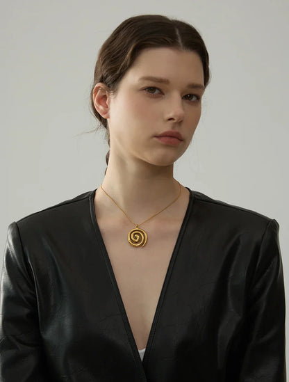 Trendy Stainless Steel Round Circle Pendant Necklace 18K PVD Plated Waterproof Statement Neck Jewelry Bijoux Femme New