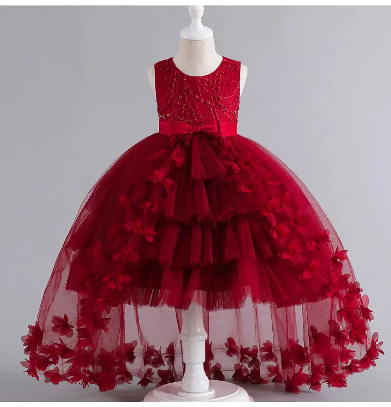 Kids for Girl's 3 to 12 years old Formal Evening Trailing Dress Sleeveless Princess Fluffy Cake Dinner Performance Dance
