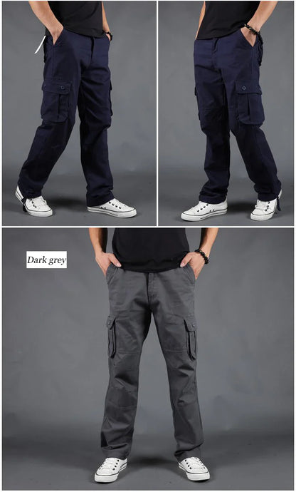 Men's Pants Large Size Multi-pocket Loose Overalls Outdoor Sports Training Jogging Casual Pants Loose And Comfortable