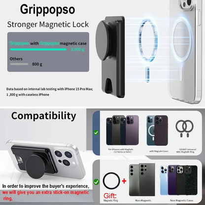 Universal Magnetic Wallet With Expanding Phone Grip,Phone Card Holder Solid SocketWallet For IPhone Samsung Wallets