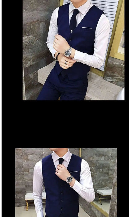 Men's Wedding Suit Three-Piece Set Brother's Match Groomsmen Formal Wear Business Casual Polyester Fiber Flat Collar Slit