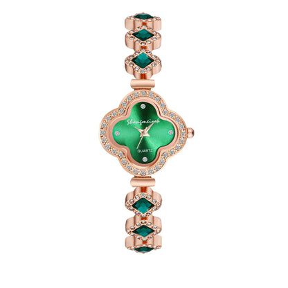 Women Watch Vintage  Set Diamond es Small Green   Wrist  No Box