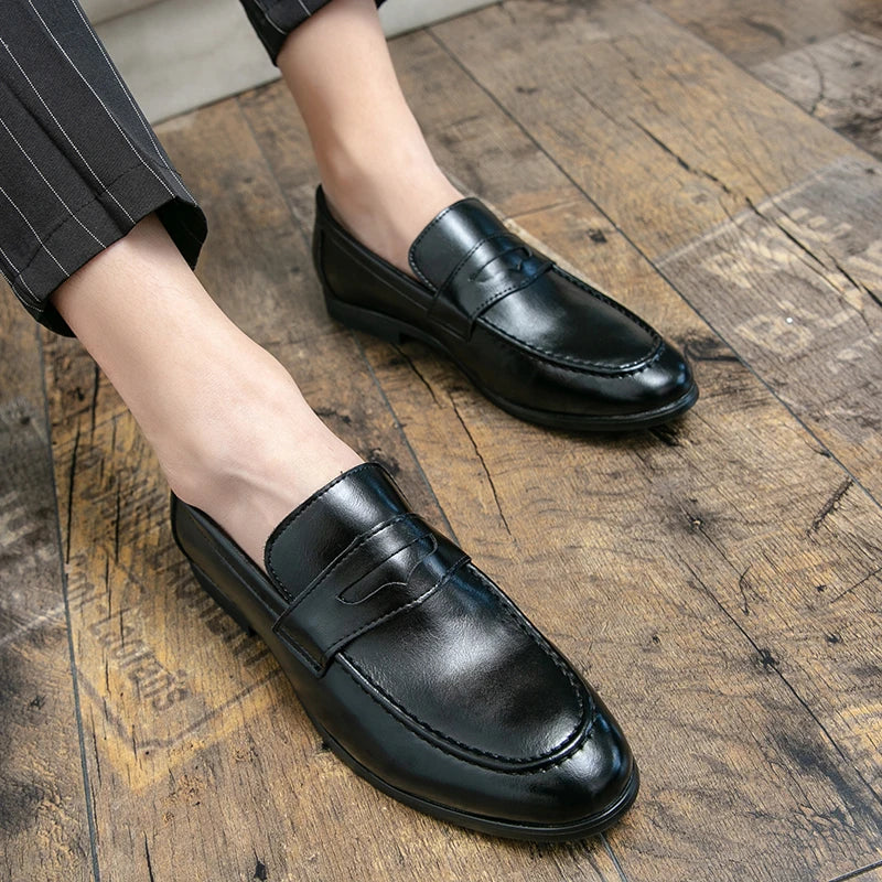 Men's Dress Shoes Trend Casual Business Leather Shoes For Men Classic Slip On Formal Social Wedding Leather Shoes Men Loafers