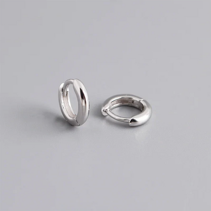 925 Sterling Silver Minimalist Matte Gothic Unisex Huggies Ear Hoop Earrings for Women Men Piercing Ear Buckle Jewelry