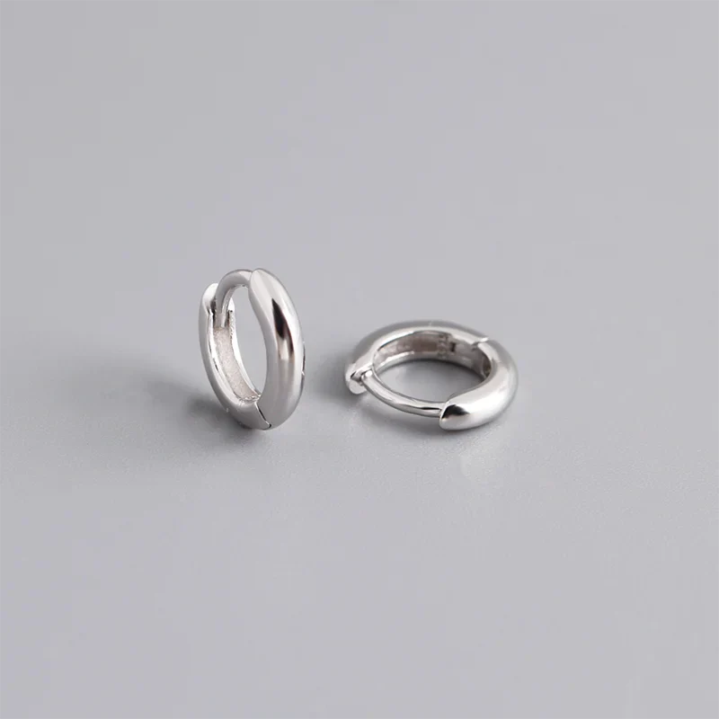 925 Sterling Silver Simple Matte Bohemian Round Ear Buckle for Women Punk Unisex Rock Hoop Earring Jewelry Accessories