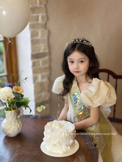 Children Dress Princess Dress 2026 Summer New Girls Sparkling Fairy Fluffy Gauze Dress
