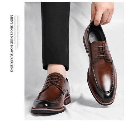 Fashion Designer's New Gentleman's Brown and Black Lace-up Men's Formal Leather Shoes