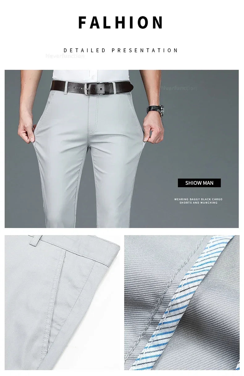 Business Pants Men Summer Clothes New Straight Classic Fashion Casual Long Pants Breathable Formal Trouser Male