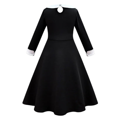 Halloween Wednesday School Uniform Girls Adams Black Gothic Costume Kids 2-12 Years Carnival Cosplay Party Long Sleeve Outfit