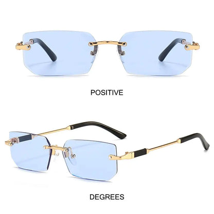 Rimless Rectangle Sunglasses Fashion Y2K Frameless Sun Glasses Shades for Women & Men
