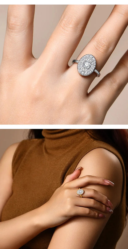 Full Moissanite Ring for Women Soild S925 Silver Round Cut Lab Diamond Engagement Fine Jewelry Gifts With Certificed
