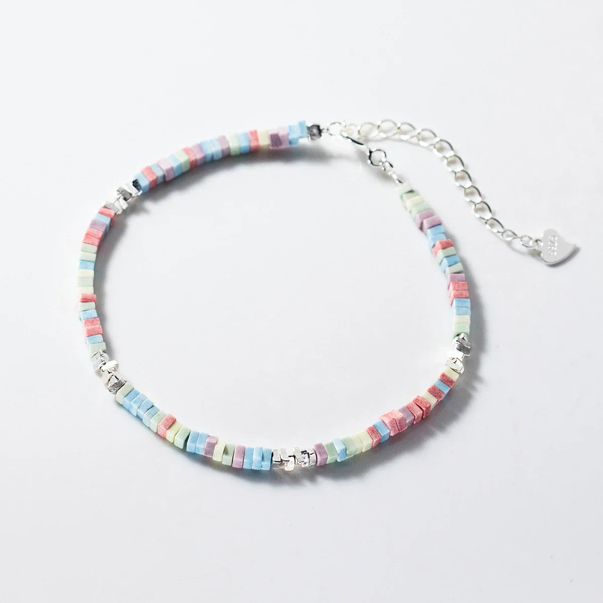 925 Sterling Silver Punk Colorful Square Chain Bracelet Rainbow Color Chain Link Platinum Plated For Women Fine Jewelry